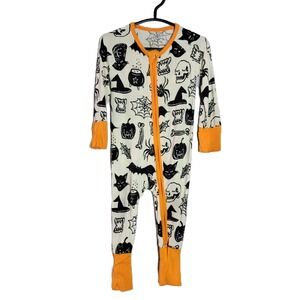 Little Sleepies Bamboo Halloween Pajamas 3-6 Months Footie Pajamas Skull Pumpkin